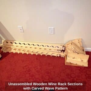 Unassembled-Wooden-Wine-Rack-Sections-with-Carved-Wave-Pattern