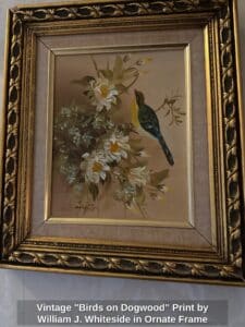 Vintage-Birds-on-Dogwood-Print-by-William-J.-Whiteside-in-Ornate-Frame