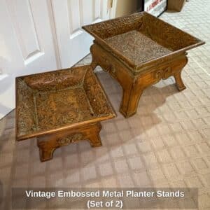 Vintage-Embossed-Metal-Planter-Stands-Set-of-