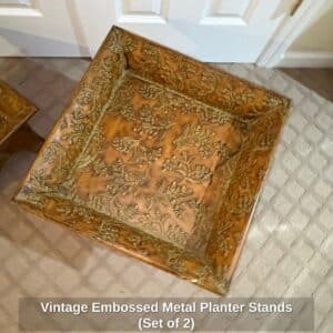 Vintage-Embossed-Metal-Planter-Stands-Set-of-second-image