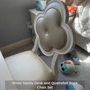 White-Vanity-Desk-and-Quatrefoil-Back-Chair-Set-third-image