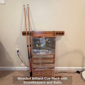 Wooden-Billiard-Cue-Rack-with-Scorekeepers-and-Balls