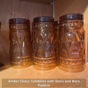 Amber-Glass-Tumblers-with-Stars-and-Bars-Pattern