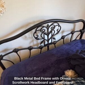 Black-Metal-Bed-Frame-with-Ornate-Scrollwork-Headboard-and-Footboard