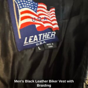 Mens-Black-Leather-Biker-Vest-with-Braiding-second-image