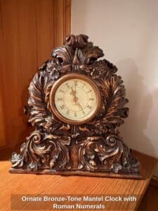 Ornate-Bronze-Tone-Mantel-Clock-with-Roman-Numerals