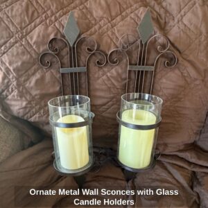 Ornate-Metal-Wall-Sconces-with-Glass-Candle-Holders