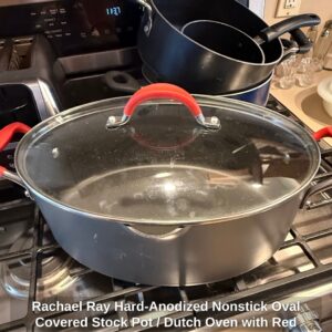 Rachael-Ray-Hard-Anodized-Nonstick-Oval-Covered-Stock-Pot-or-Dutch-Oven-with-Red-Handles-second-image-1