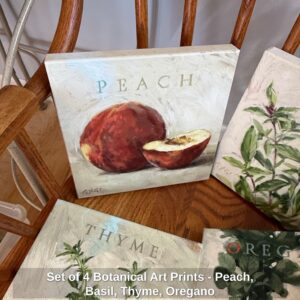 Set-of-Botanical-Art-Prints-Peach-Basil-Thyme-Oregano-second-image-1
