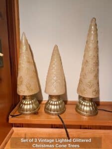 Set-of-Vintage-Lighted-Glittered-Christmas-Cone-Trees