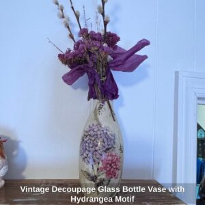 Vintage-Decoupage-Glass-Bottle-Vase-with-Hydrangea-Motif