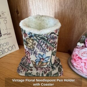 Vintage-Floral-Needlepoint-Pen-Holder-with-Coaster