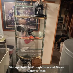 Vintage-French-Wrought-Iron-and-Brass-Bakers-Rack