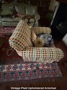 Vintage-Plaid-Upholstered-Armchair