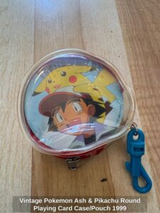 Vintage-Pokemon-Ash-Pikachu-Round-Playing-Card-Case-or-Pouch-second-image-1