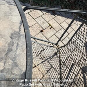 Vintage-Russell-Woodard-Wrought-Iron-Patio-Set-with-Glass-Tabletop-second-image-1