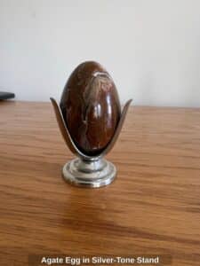 Agate-Egg-in-Silver-Tone-Stand
