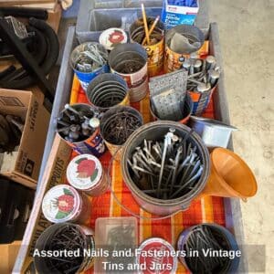 Assorted-Nails-and-Fasteners-in-Vintage-Tins-and-Jars