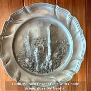 Cado-Mathieu-Pewter-Plate-with-Castle-Scene-possibly-German