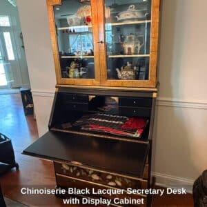 Chinoiserie-Black-Lacquer-Secretary-Desk-with-Display-Cabinet-second-image