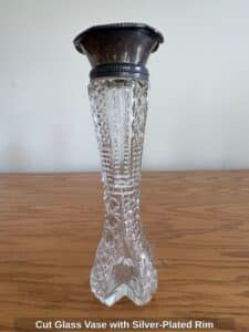 Cut-Glass-Vase-with-Silver-Plated-Rim