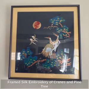 Framed-Silk-Embroidery-of-Cranes-and-Pine-Tree