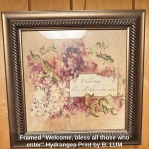 Framed-Welcome-bless-all-those-who-enter-Hydrangea-Print-by-B.-LUM