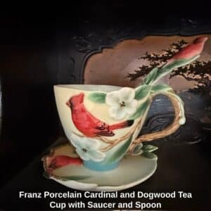 Franz-Porcelain-Cardinal-and-Dogwood-Tea-Cup-with-Saucer-and-Spoon-second-image