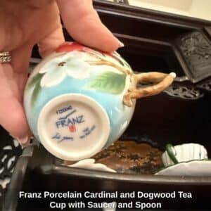 Franz-Porcelain-Cardinal-and-Dogwood-Tea-Cup-with-Saucer-and-Spoon-third-image