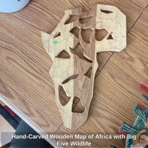 Hand-Carved-Wooden-Map-of-Africa-with-Big-Five-Wildlife-second-image