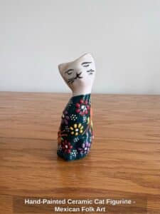 Hand-Painted-Ceramic-Cat-Figurine-Mexican-Folk-Art