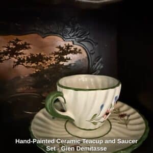 Hand-Painted-Ceramic-Teacup-and-Saucer-Set-Gien-Demitasse
