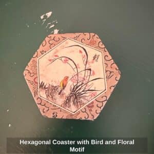 Hexagonal-Coaster-with-Bird-and-Floral-Motif
