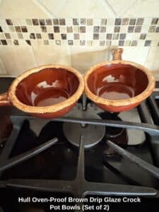 Hull-Oven-Proof-Brown-Drip-Glaze-Crock-Pot-Bowls-Set-of-