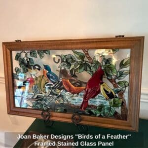 Joan-Baker-Designs-Birds-of-a-Feather-Framed-Stained-Glass-Panel