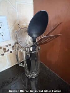 Kitchen-Utensil-Set-in-Cut-Glass-Holder