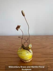 Midcentury-Brass-and-Marble-Floral-Sculpture