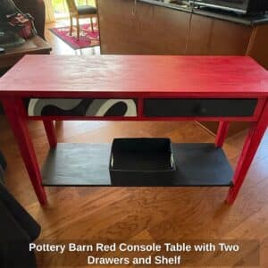 Pottery-Barn-Red-Console-Table-with-Two-Drawers-and-Shelf