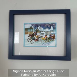 Signed-Russian-Winter-Sleigh-Ride-Painting-by-A.-Korovkin