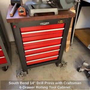 South-Bend-Drill-Press-with-Craftsman-Drawer-Rolling-Tool-Cabinet