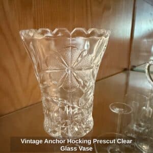 Vintage-Anchor-Hocking-Prescut-Clear-Glass-Vase