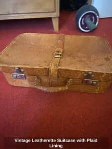 Vintage-Leatherette-Suitcase-with-Plaid-Lining-third-image