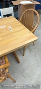 Vintage-Maple-Butcher-Block-Dining-Table-and-Chairs-Set-third-image