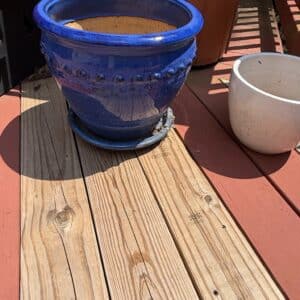 Blue-Ceramic-Planter-with-Embossed-Dots-and-Saucer