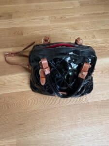 Cavalcanti-Black-Patent-Leather-Quilted-Satchel