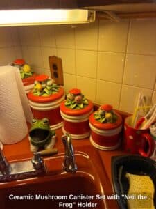 Ceramic-Mushroom-Canister-Set-with-Neil-the-Frog-Holder