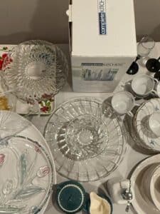 Complete-Kitchen-Clear-Glass-Serving-Platter-with-Center-Bowl-Mikasa-Peppermint-Swirl-second-image