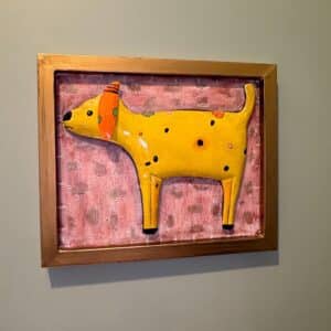 Folk-Art-Yellow-Dog-Wall-Hanging-Handmade