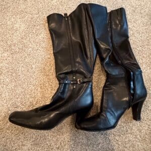 GORGEOUS-Womens-Black-Leather-Knee-High-Boots