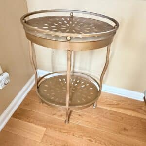Gold-Tone-Metal-Tiered-Side-Table-with-Perforated-Shelves